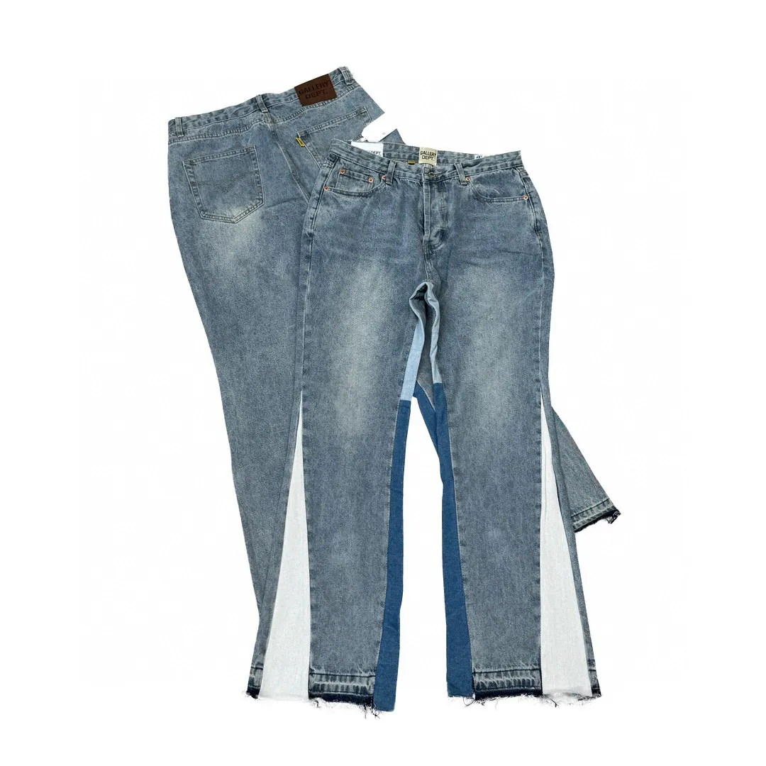 -Size upper body P246#G11 GALLERY DEPT. Denim bell-bottoms, washed and distressed spliced ​​jeans. GALLERY is attracted by these bell-bottoms. Whether it is a reset of Carhartt or Levis, it creates a strong brand style. Since these pants are modified from rare vintage, the production capacity is limited. Therefore, after many icons wore them, these pants were once hard to find. Later, perhaps due to the improvement of GD's business in the past two years and the expansion of production lines, the brand itself lowered the price, so I can't wait any longer for these pants this year and will definitely buy them. During the process of the denim washing plant, the owner of the washing plant helped introduce a boss who had worked for Levi's foundry and started his own business. This also paved the way for the following styles. Therefore, Levi's remodeled single product for the base plate is really familiar. Whether it is the fabrics supplied or the lathes used in production, there is nothing to choose from. -Color: blue -Size: S-XXL (corresponding to 28-36)